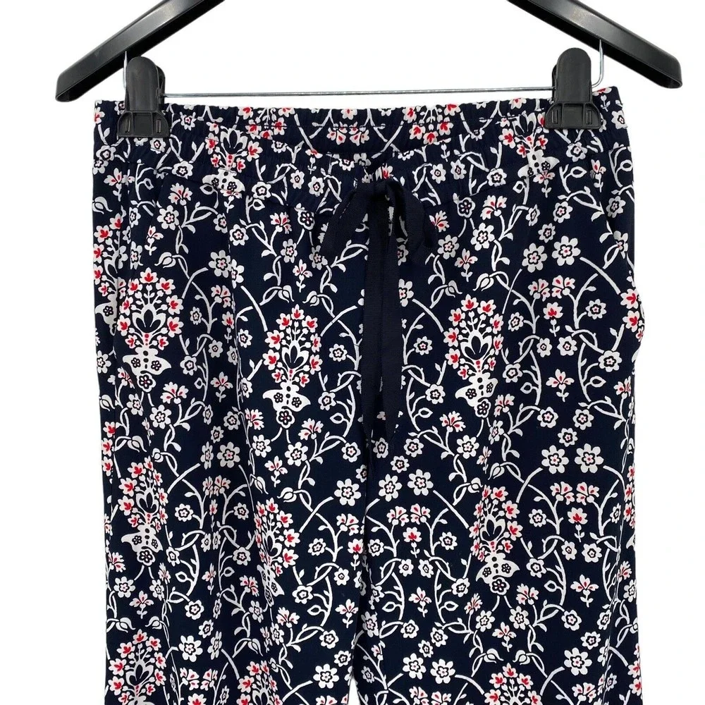 Ann Taylor Loft Women's Pants Red White Blue Pull on Casual Floral Wide Leg S - Picture 4 of 9